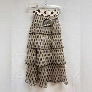 Delfi Collective-Brown Beige Polka Dot Skirt